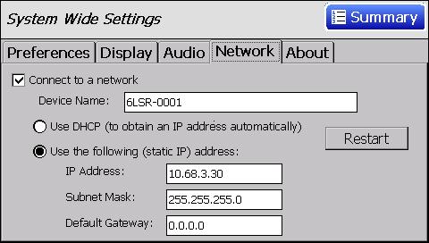 OBIS Scientific Remote - Network Specify Device s Network Name (via keyboard entry) Button to return to main screen Enable/Disable Network Services Select