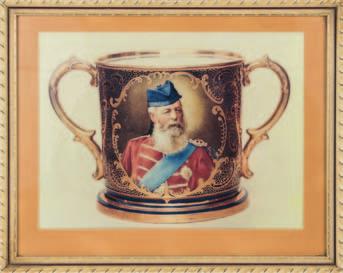 200-300 *This jug is illustrated as plate 152, page 198, Coalport 1795-1926, Michael Messenger 656 An Aynsley commemorative loving cup finely painted by Arthur Handley with a portrait of John Aynsley