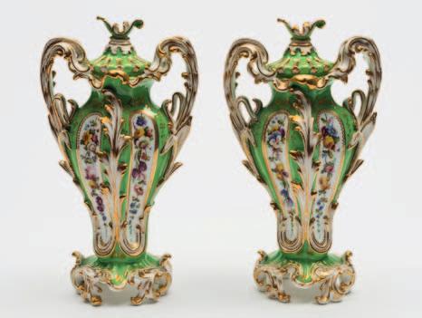 100-150 *Both are illustrated as plate 260, page 315, Coalport 1795-1926, Michael Messenger 660 A pair of Coalport porcelain vases and covers of slender quadrilobed form with