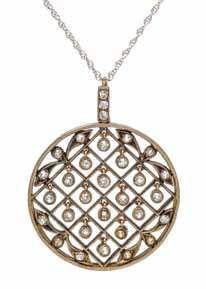 19 20 21 19 a Yellow Gold and Diamond Pendant, circa 1890, in a circular openwork design suspending numerous hinged bezel settings, the pendant containing 31 old European cut diamonds weighing