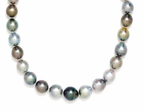 418 416 417 419 416 a Single Strand Graduated South Sea Pearl necklace, containing 32 pearls measuring approximately 12.03-14.