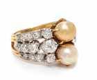 89 88 88 an Edwardian Platinum topped Gold, natural Pearl and Diamond Ring, Tifany & Co., containing one cream natural pearl measuring approximately 6.
