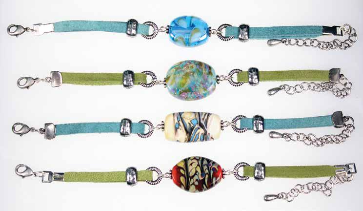 Suede Bracelets... You ll love the soft feel of the suede bands in these made in USA bracelets featuring handcrafted art glass beads designed by Jena Lane Blair.