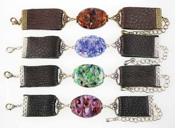 Leather Bracelets... Fenton Jewelry is pleased to offer made in the USA wide leather bracelets featuring handcrafted Impression beads.