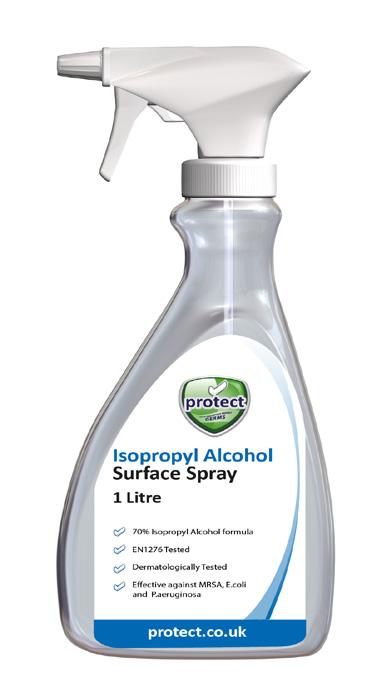 IPA Products Isopropyl Alcohol Surface Spray 1 Litre RTU Spray 70% Isopropyl Alcohol formula EN1276 Tested Dermatologically Tested Effective against MRSA, E.coli and P.
