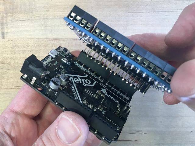 Just like that, all of the Metro M0's pins are connected to all of those screw