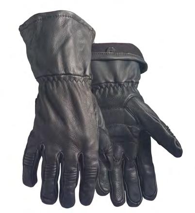 SPORTS & MOTORCYCLE GLOVES 39BK Deerskin Gauntlet Gloves - Black (Fleece Lined) Full grain deerskin leather Polyester fleece full sock lining Reinforced palm pads