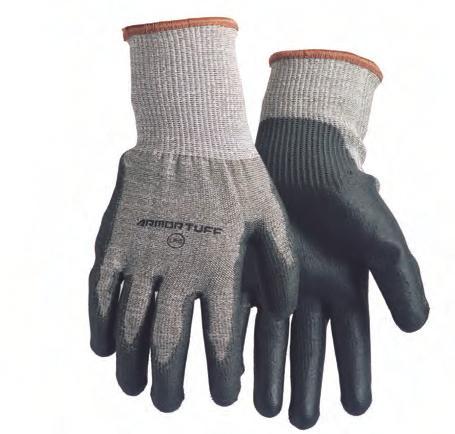 LATEX & NITRILE GLOVES 302C 303C PU Coated Cut Resistant Gloves Polyurethane palm coated Gray melange knitted shell CE level 5 cut resistance Excellent