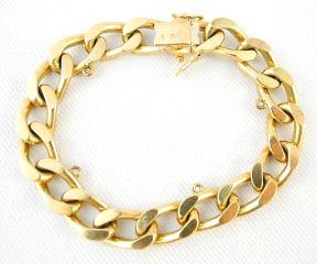 gold chain link bracelet, 8".