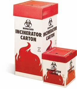 When the box is full, pull the flap to a closed position and the entire unit is ready for incineration.