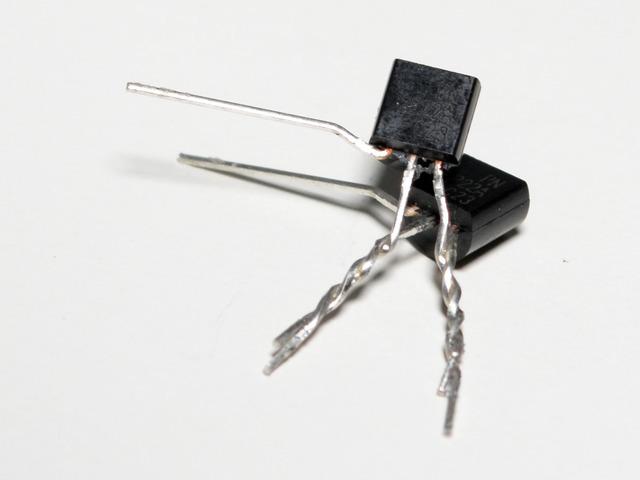 Twist the base legs of both transistors together.