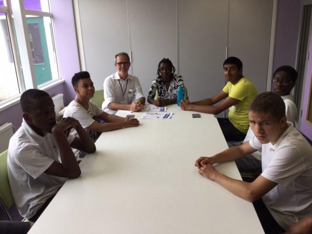 Brockley Students meeting the Lewisham Speaking Up representatives at school.
