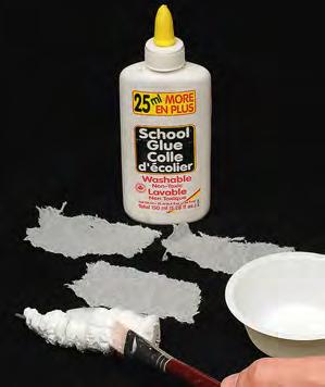 Press a layer of Tissue against the glue and seal the surface of the Tissue with more Craft Glue. Dry the White Glue clear with a Hairdryer.