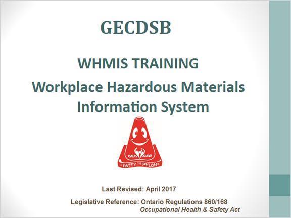 GECDSB WHMIS Training 2017 1.