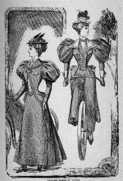 Amelia Bloomer designed a practical outfit for the avid cyclist consisting of a tunic dress worn over