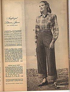 1940 s: Inverted Triangle Silhouette Women began to wear pants as a practical dress for work in industry.