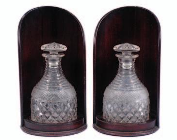 barrel back coasters, the hobnail cut decanters with mushroom stoppers and star cut