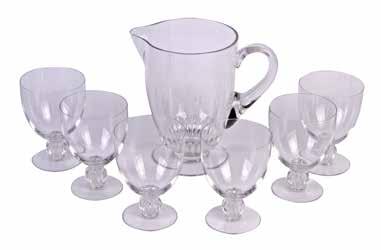 Lot 242 Lalique Alger water jug and six glasses, spout of jug has a crack and