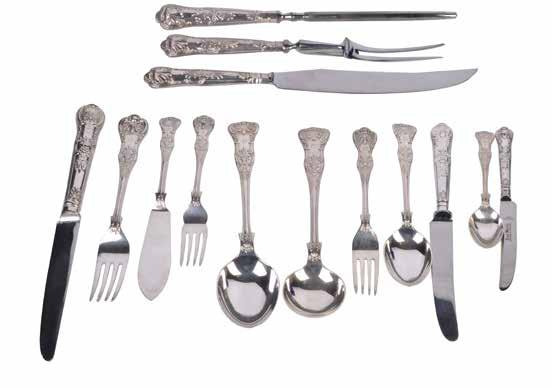 Lot 288 Queens pattern cutlery service of 126 pieces compromising: 12 dinner forks, 12 desert forks, 12 desert spoons, 12 soup spoons, 12 fish knives, 12 fish forks, 11 teaspoons, 4 serving spoons,