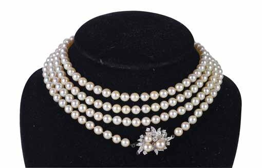 Lot 412 Opera length string of pearls with 18ct white