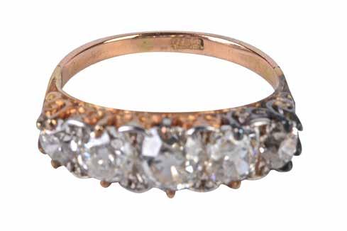 Lot 428 Edwardian 18ct gold ring set with five diamonds R7 000 R10 000 Lot 430