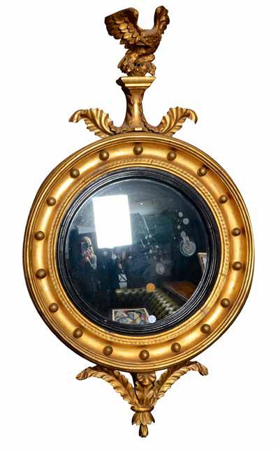 Lot 651 Regency giltwood convex mirror with