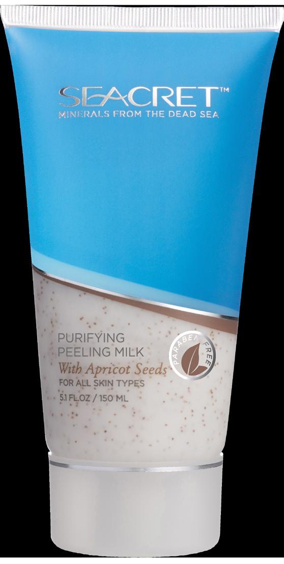 MINERAL-RICH PEELING GEL A luxurious, cooling formula that helps collect debris and dead skin as it is massaged on to the face.