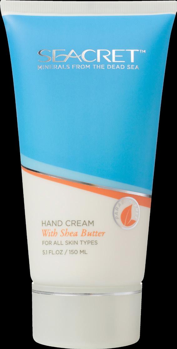 HAND CREAM WITH SHEA BUTTER Our mineral-rich formula harnesses the power of Shea Butter to help infuse the skin with lasting moisture and give soft and smooth feeling