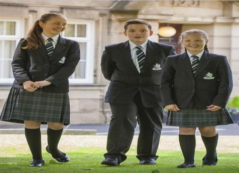 Our School Uniform Girl s Uniform Boy s Uniform Black blazer with school badge Black and silver knee length kilt (to be worn at knee length not rolled up) Plain black Trutex uniform trousers (with