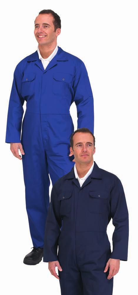 All prices in this Catalogue exclude VAT WORKWEAR WORK SAFE POLYCOTTON BOILERSUIT Manufactured in lightweight polycotton fabic Two side swing pockets. Rule pocket. Concealed stud front. Pletex back.