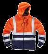 hood with drawstring cords Comfortable soft touch fabric Knitted cuffs & hem Retro-reflective silver hi-viz
