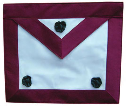 Wine colored satin borders with 3 green rosettes and black adjustable belt.