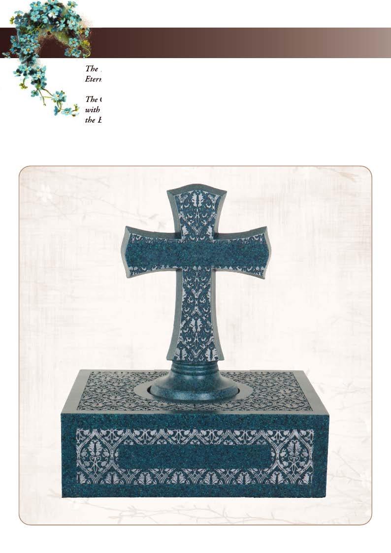 Eternity The Eternity, crafted from cast stone, offers four options for Memorialisation. The Eternity Set includes a Cremation Urn, a Cross Keepsake, and a Votive Candle Insert.