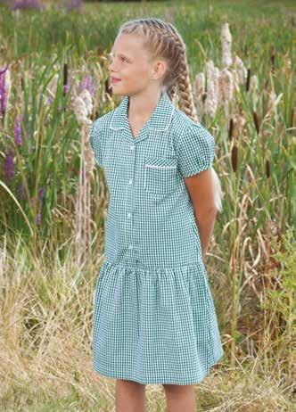 corded gingham drop waist dress Rounded revere collar Drop waist Puff sleeve White shell edge trim around collar and