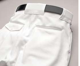 Pro-pattern design and a heavyweight, Non-Roll waistband with two set-in pro pockets (one with flap).