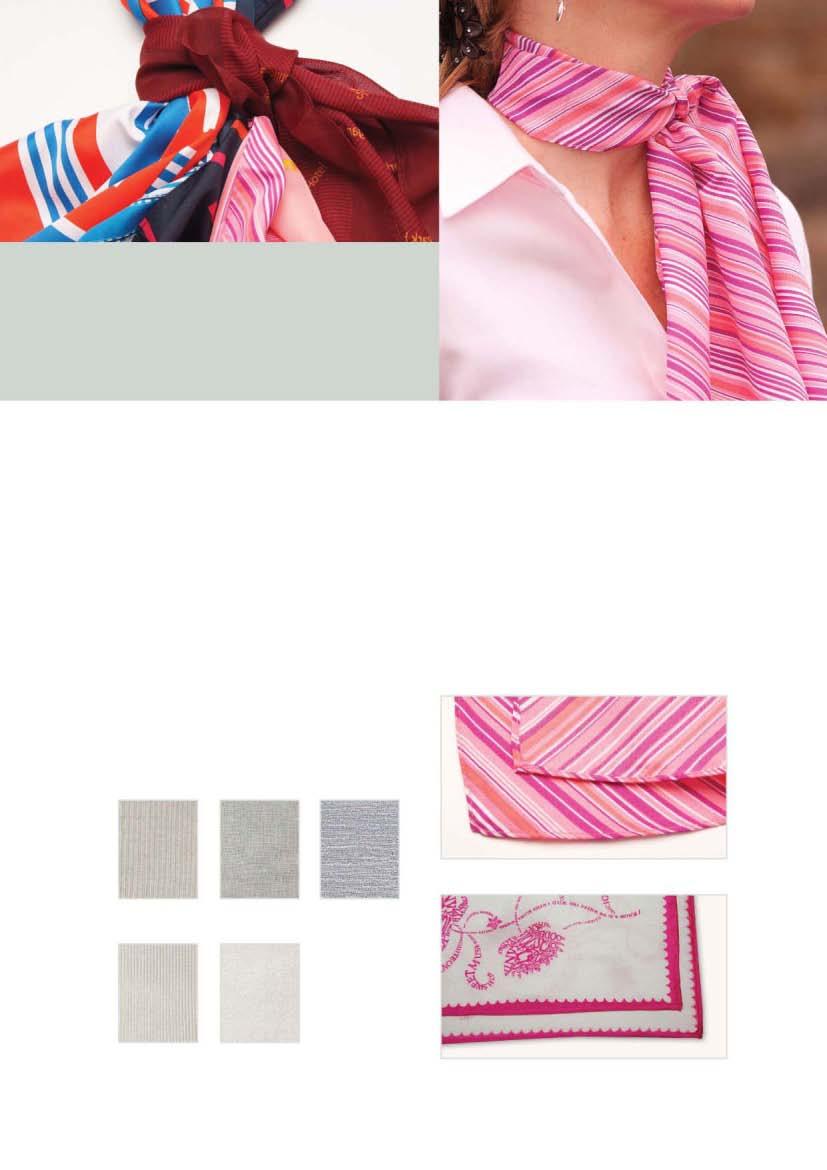 Fabric Scarves are available either in 100% Silk or 100% Polyester and in a variety of weaves as described below: Plain our most popular fabric with a good drape and ability to accept most design