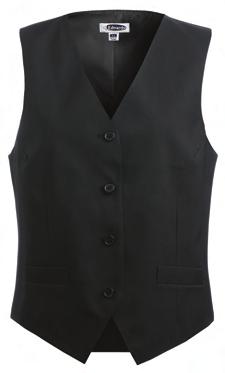 V-neck, self-fabric back, fully lined Economy Vest: two functional front pockets,