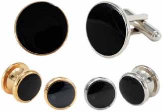 E400 The classically bold black or white epoxy center in gold- or silver-colored round settings makes this a great choice