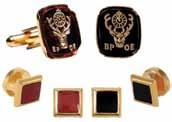 M102 N331-MG The Pioneer Select fleur-de-lis cuff links and studs with gold, green