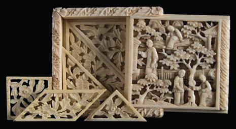 * 400-600 614 A 19th century Chinese carved ivory tangram puzzle