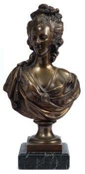 700 700 After Felix Lecomte (French 1737-1817) a bronze bust of Marie Antoinette portrayed with hair tied up and