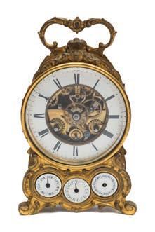 730 Grignon Meusnier, a French mantel clock with calendar the eight-day duration movement striking the hours and half-hours on a bell with an outside countwheel, the backplate stamped with the maker