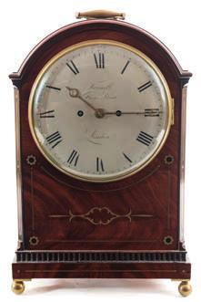 734 734 Tunnell, Fleet Street London, a Regency mahogany bracket clock the eight-day duration, double-fusee movement striking the hours on a bell with the shaped backplate having engraved border