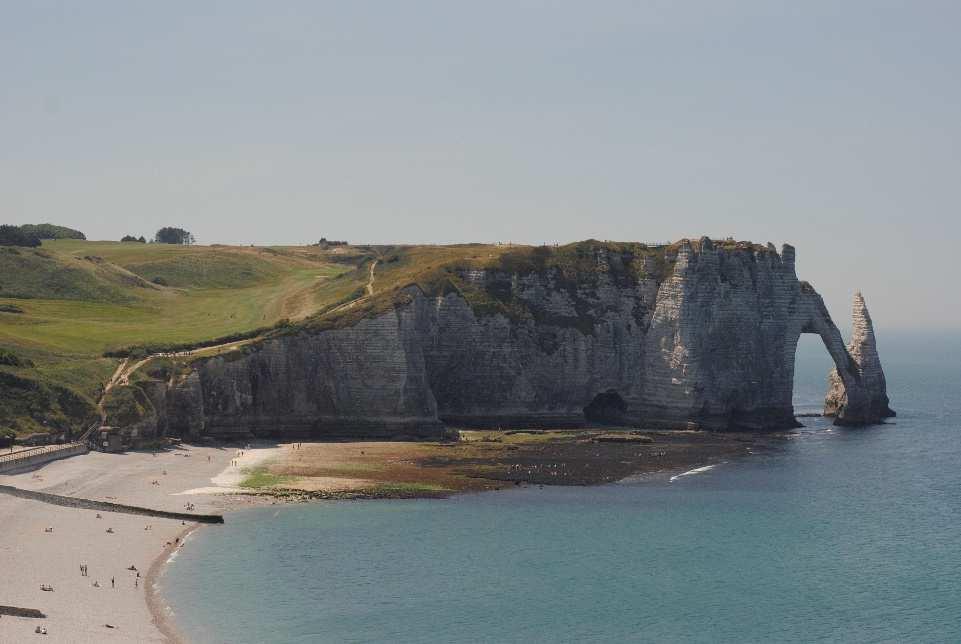 Étretat is famous for its shaped cliffs.