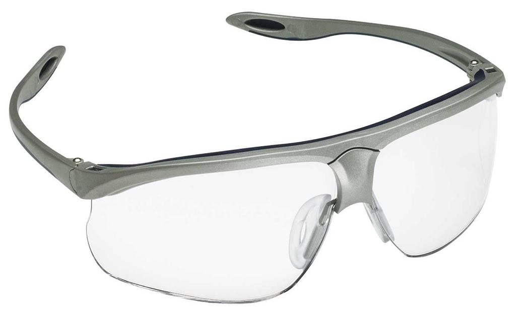 Regular safety glasses- no side shields, no wraparound, frontal