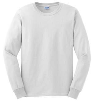 Size: S-3XL White Long Sleeve White T-Shirt Navy screen print full front