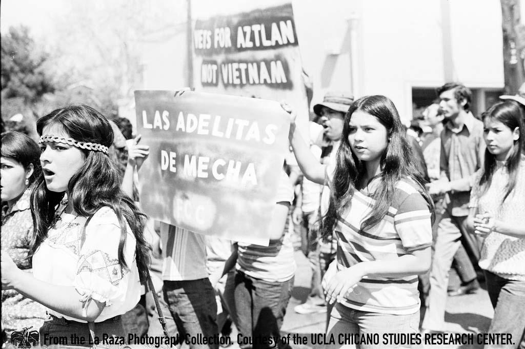 Women march at Fresno Moratorium Raul Ruiz, La Raza