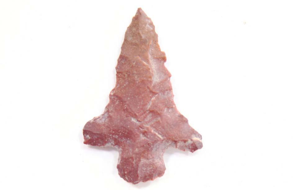 26 Arrow point Also accompanying Burial 3 is a straight-stemmed arrow point made from a local heat-treated quartzite.