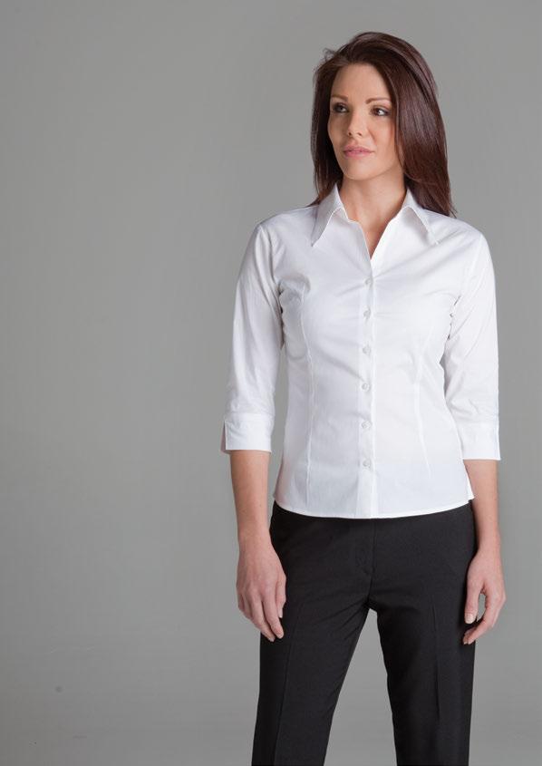 58 59 ¾ Fitted Shirt 4LF Clean lines, crisp style A staple for the modern woman, this classic