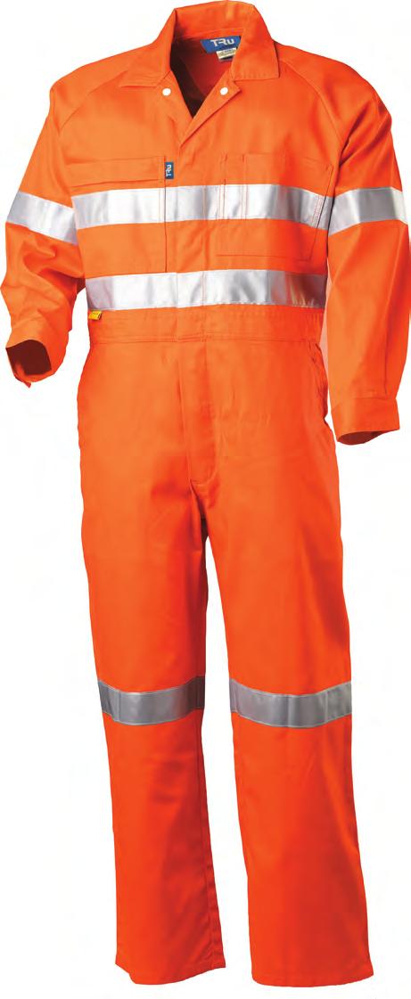 COVERALLS LIGHTWEIGHT HI-VIS COTTON COVERALL 190gsm 100% Cotton Drill Fabric 3M Reflective tape, double hoop configuration Nylon heavy duty studs LIGHTWEIGHT COVERALL 190gsm 100% Cotton Drill Fabric